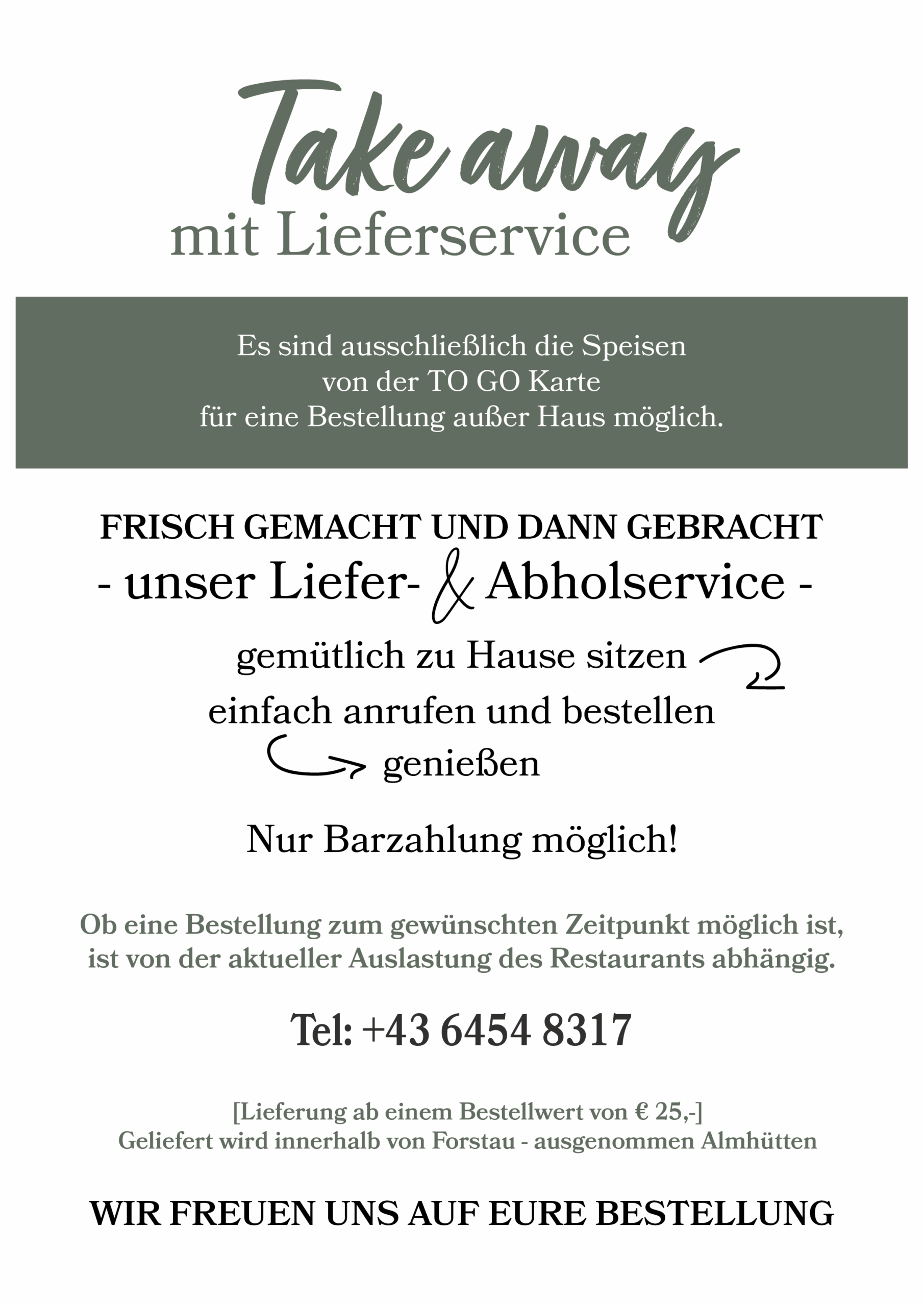 Speisen To Go Take away Lieferservice Forstau